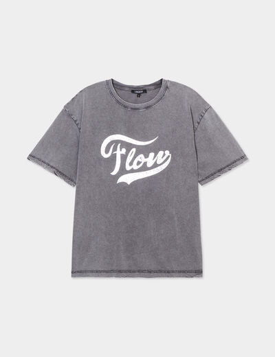 T-shirt oversize manches courtes Liberto noir femme