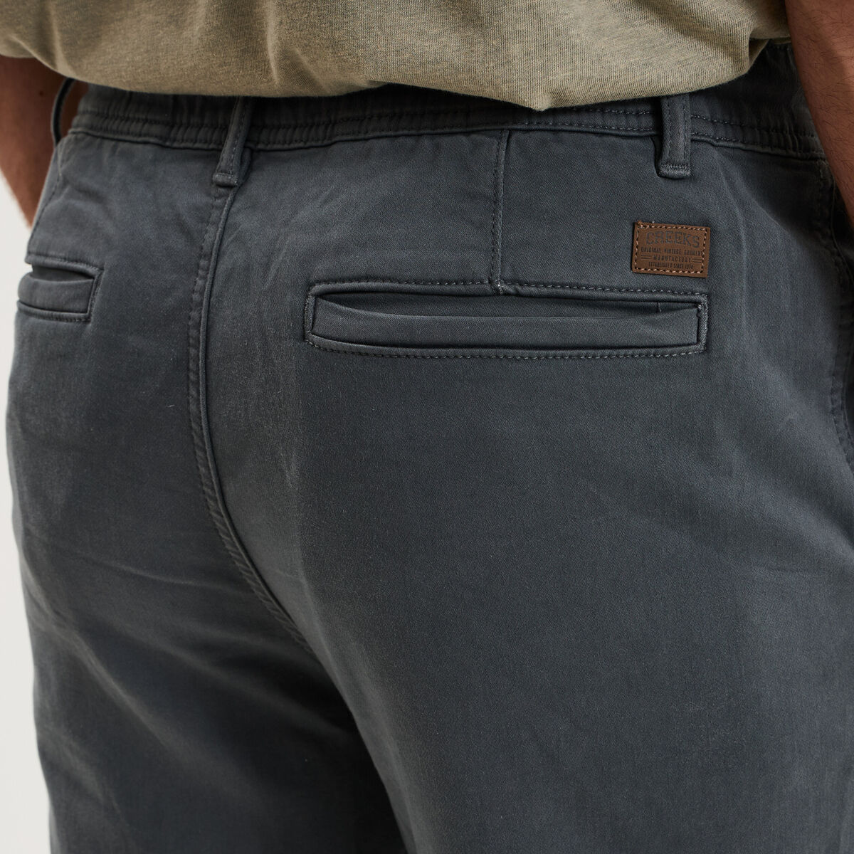Pantalon chino droit confort vert fonc&eacute; homme