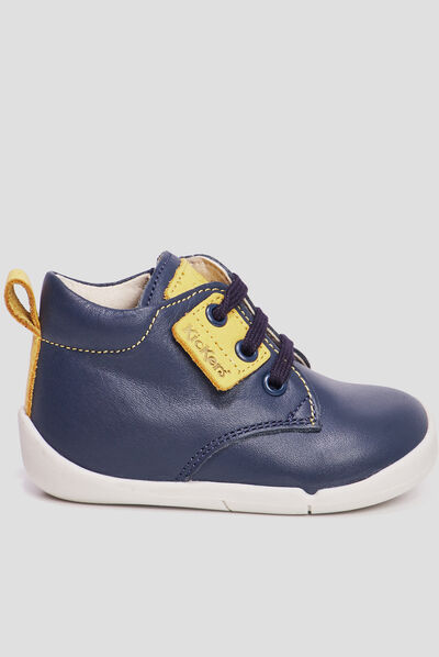 Bottillons en cuir Wazzap bleu marine bébé garçon