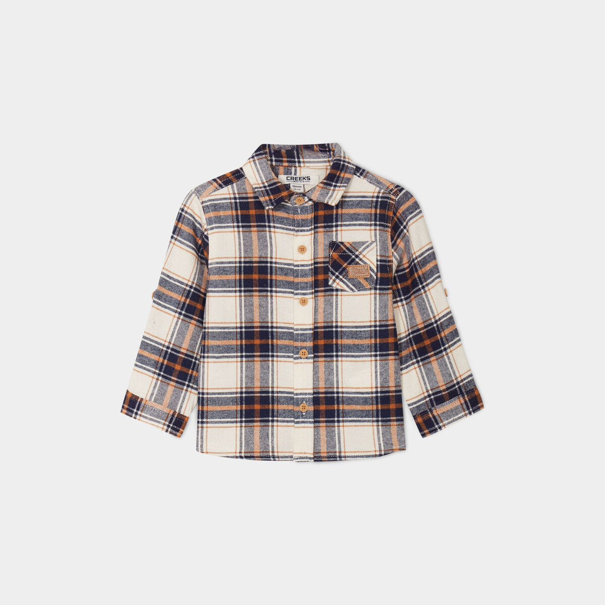 Chemise manches longues coton ecru b&eacute;b&eacute; gar&ccedil;on