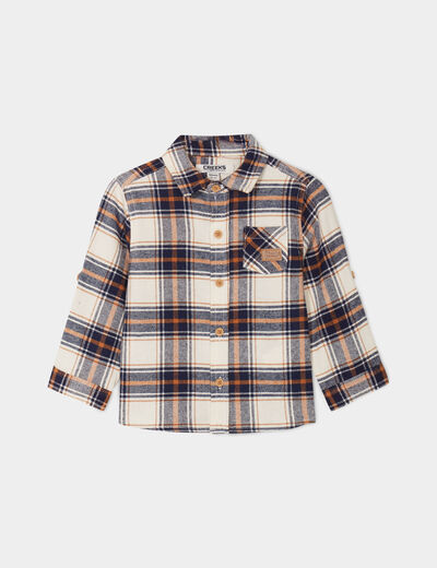 Chemise manches longues coton ecru b&eacute;b&eacute; gar&ccedil;on