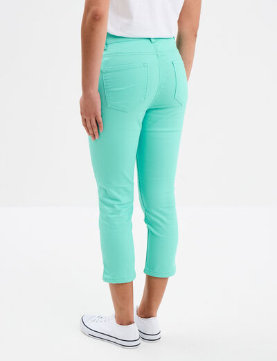 Pantacourt slim 5 poches bleu turquoise femme