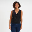 Veston sans manches et col en V noir femme