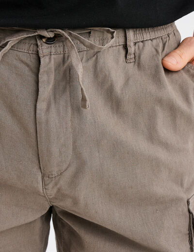 Bermuda cargo en lin mélangé gris homme