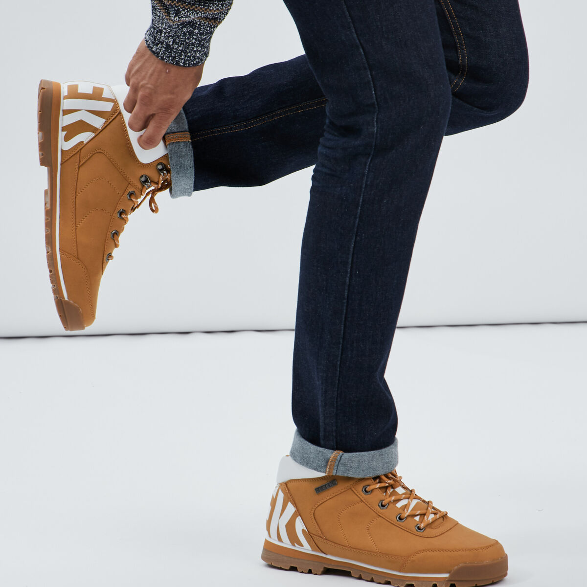 Bottines montantes avec lacets jaune homme