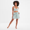 Bas de pyjama short taille élastiquée bleu gris femme
