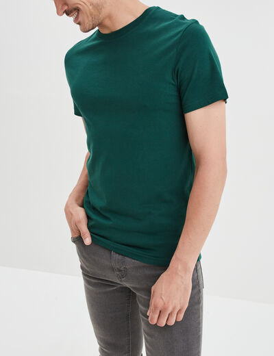 T-shirt en coton manches courtes vert foncé homme