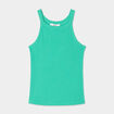 Débardeur côtelé col rond coton vert menthe fille