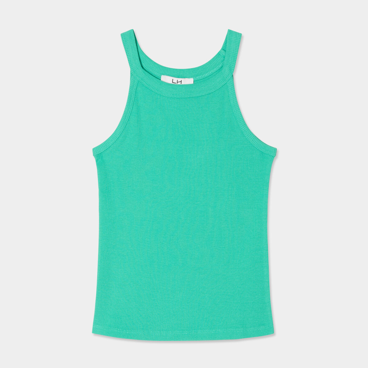 Débardeur côtelé col rond coton vert menthe fille