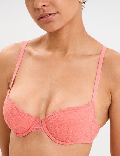 Soutien-gorge corbeille paddé dentelle vieux rose femme