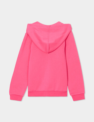Sweat à capuche zippé rose fushia fille