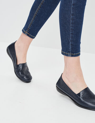 Mocassins perforées bleu marine femme