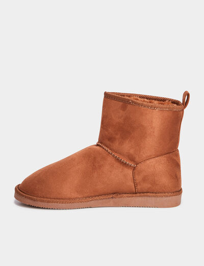Bottines fourrées effet suédine marron femme