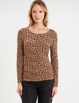 T-shirt thermique manches longues beige moyen femme