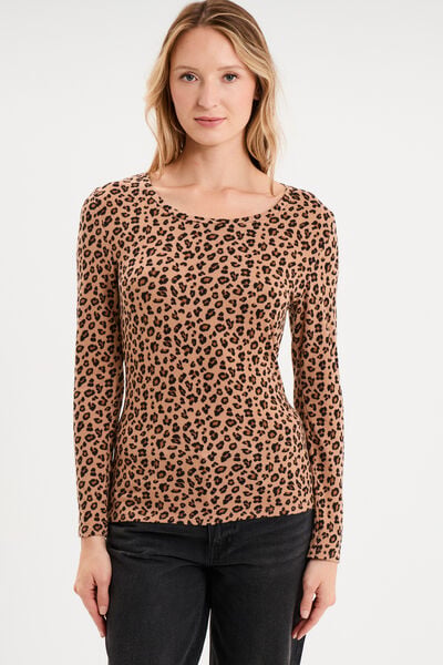 T-shirt thermique manches longues beige moyen femme
