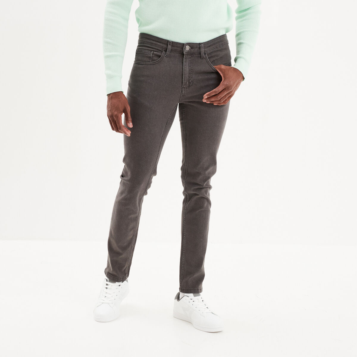 Jeans skinny 5 poches denim gris homme