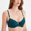 Soutien-gorge corbeille paddé dentelle vert canard femme