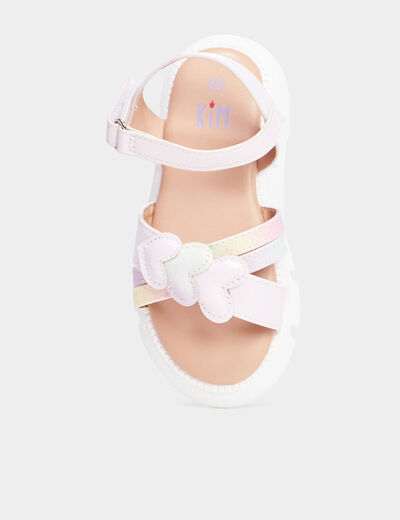 Sandales avec coeurs et paillettes rose fille