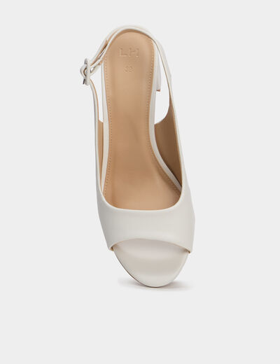 Sandales &agrave; talons 5 cm bouts ouverts blanc femme