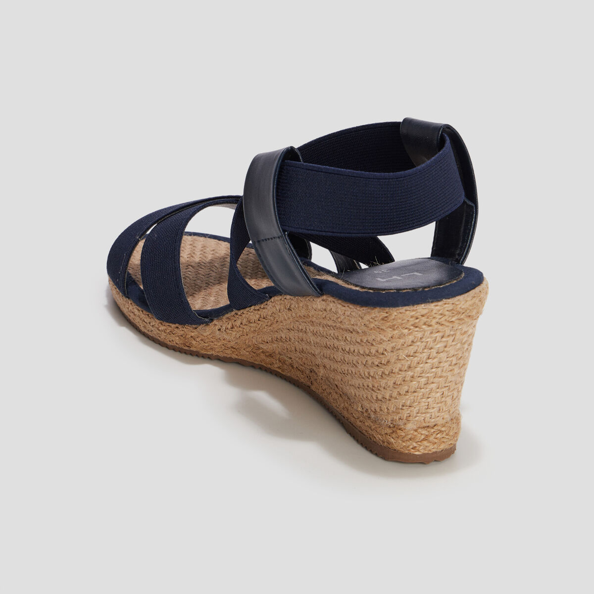 Sandales compens&eacute;es bleu femme