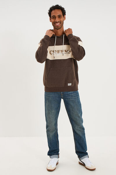 Sweat hoodie 1 poche marron chocolat homme