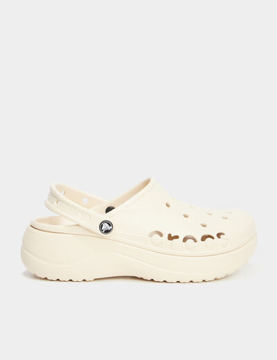 Sabots compens&eacute;es Crocs marron clair femme