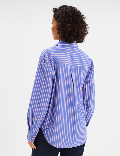 Chemise oversize 1 poche coton bleu electrique femme