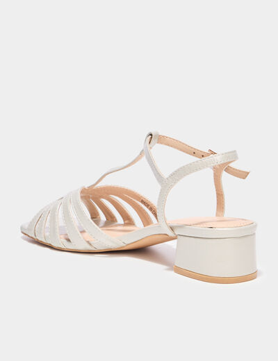 Sandales &agrave; talons 4 cm blanc femme