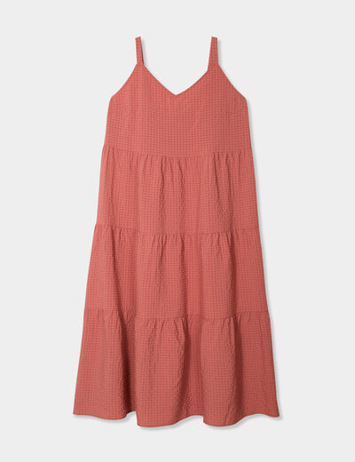 Robe longue bretelles vieux rose femme grande taille
