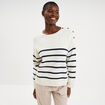 Pull marini&egrave;re boutons &eacute;paule blanc femme