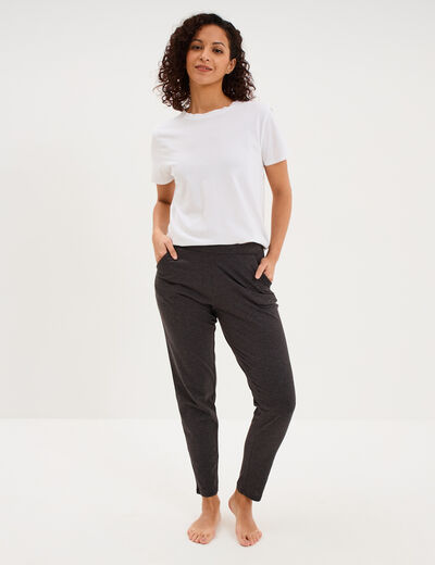 Pantalon de pyjama ajust&eacute; gris fonc&eacute; femme