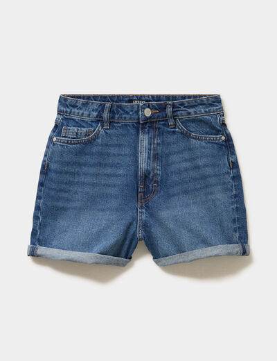 Short mom en jean 5 poches denim stone femme