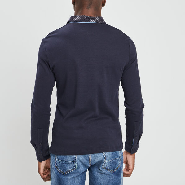 polo manches longues bleu marine homme Polo manches longues bleu marine homme