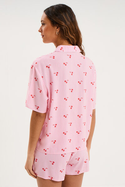 Ensemble pyjama short et chemise ecru femme