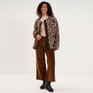 Veste sherpa doubl&eacute;e boutonn&eacute;e beige clair femme