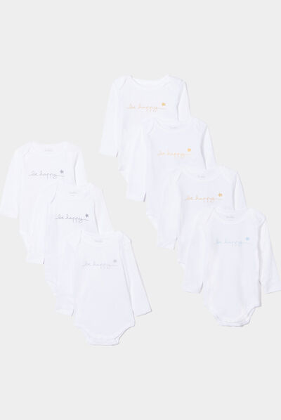 Lot 7 bodies manches longues en coton blanc mixte