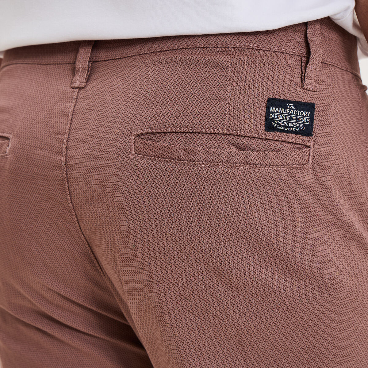 Pantalon chino slim stretch vieux rose homme