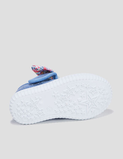 Babies renforc&eacute;es toile semelle souple bleu b&eacute;b&eacute; fille