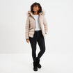 Doudoune courte cintr&eacute;e &agrave; capuche beige femme