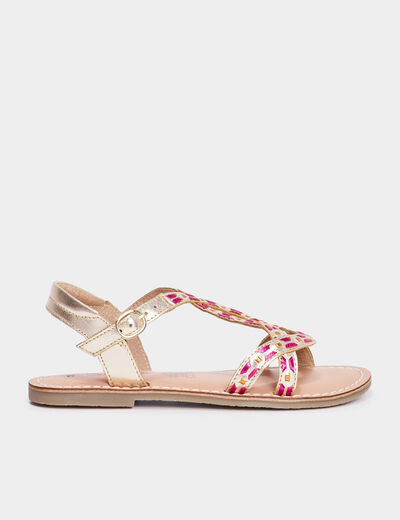 Sandales plates métallisées cuir Creeks multicolore fille
