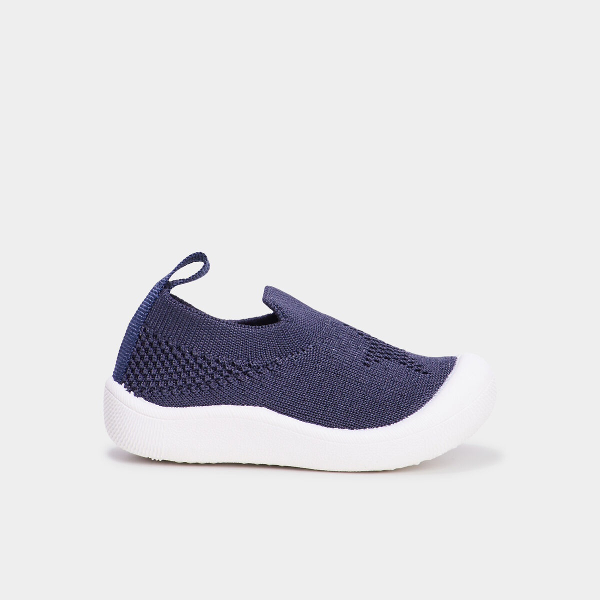 Chaussons aspect tricot semelle souple bleu marine bébé garçon