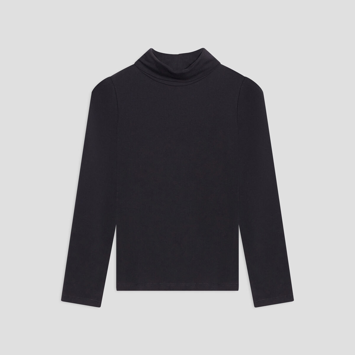 T-shirt col roulé manches longues coton noir fille