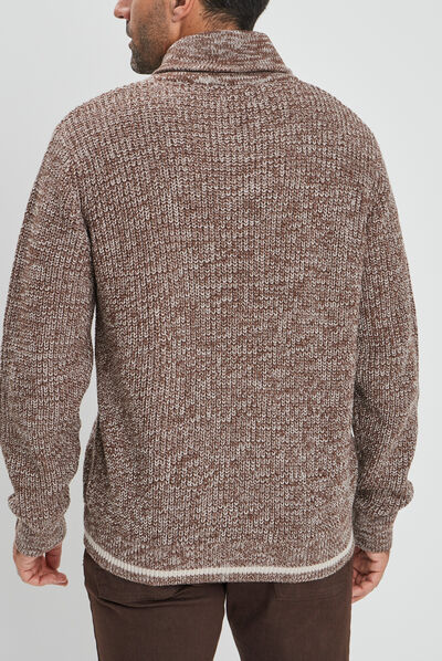 Pull manches longues taupe homme