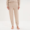 Bas de pyjama jogger en maille beige femme