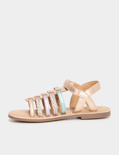 Sandales brides tressées en cuir multicolore fille