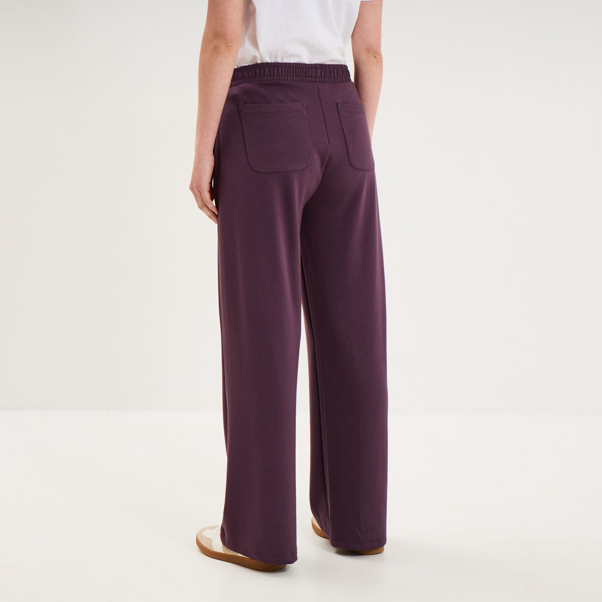 Pantalon de jogging large molletonn&eacute; violet fonc&eacute; femme
