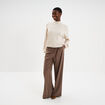Pull manches bouffantes col montant ecru femme