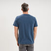 T-shirt textur&eacute; droit col rond coton bleu gris homme
