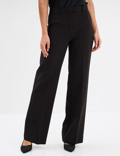 Pantalon large fluide avec pinces noir femme