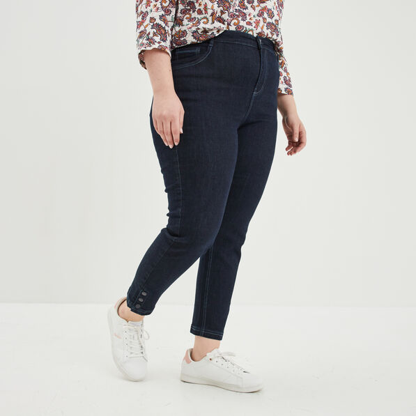 Jeans slim taille haute 7/8ème bleu femme grande taille
